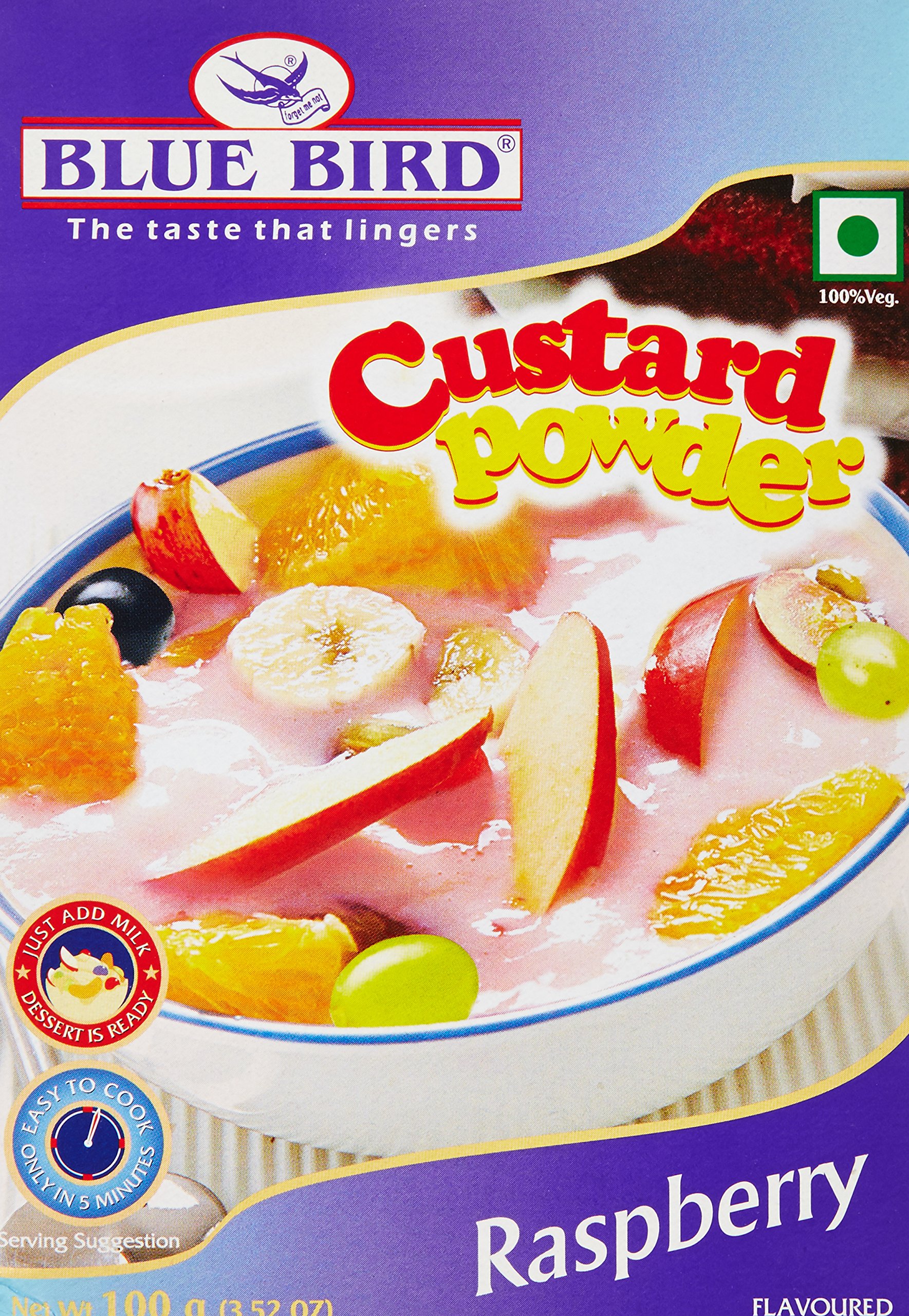 Blue Bird Custard Powder, Raspberry, 100g (Pack of 2)
