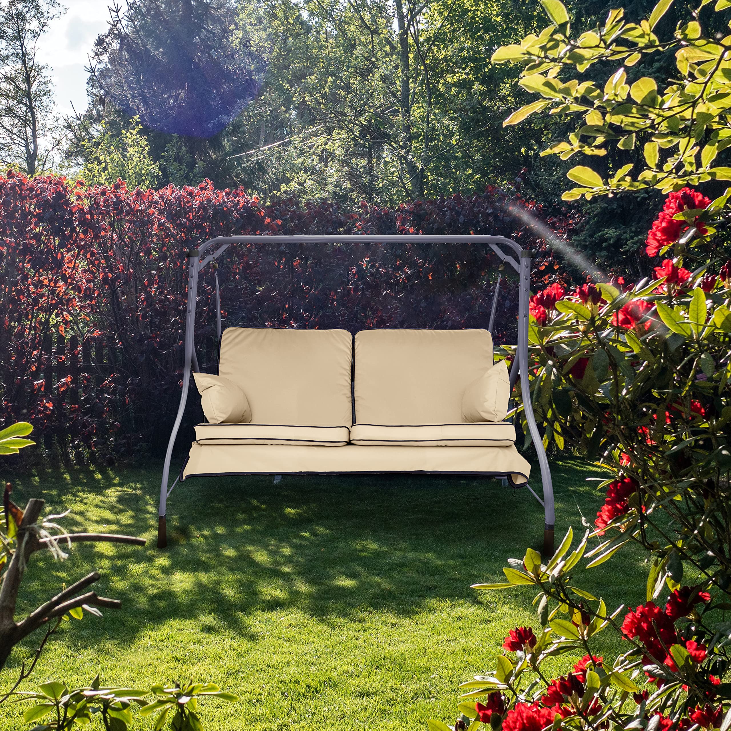 Cuscino Per Altalena Giardino - Imbottito Resistente All'Acqua - Verde 150x50cm - Gardenista - Foto 5