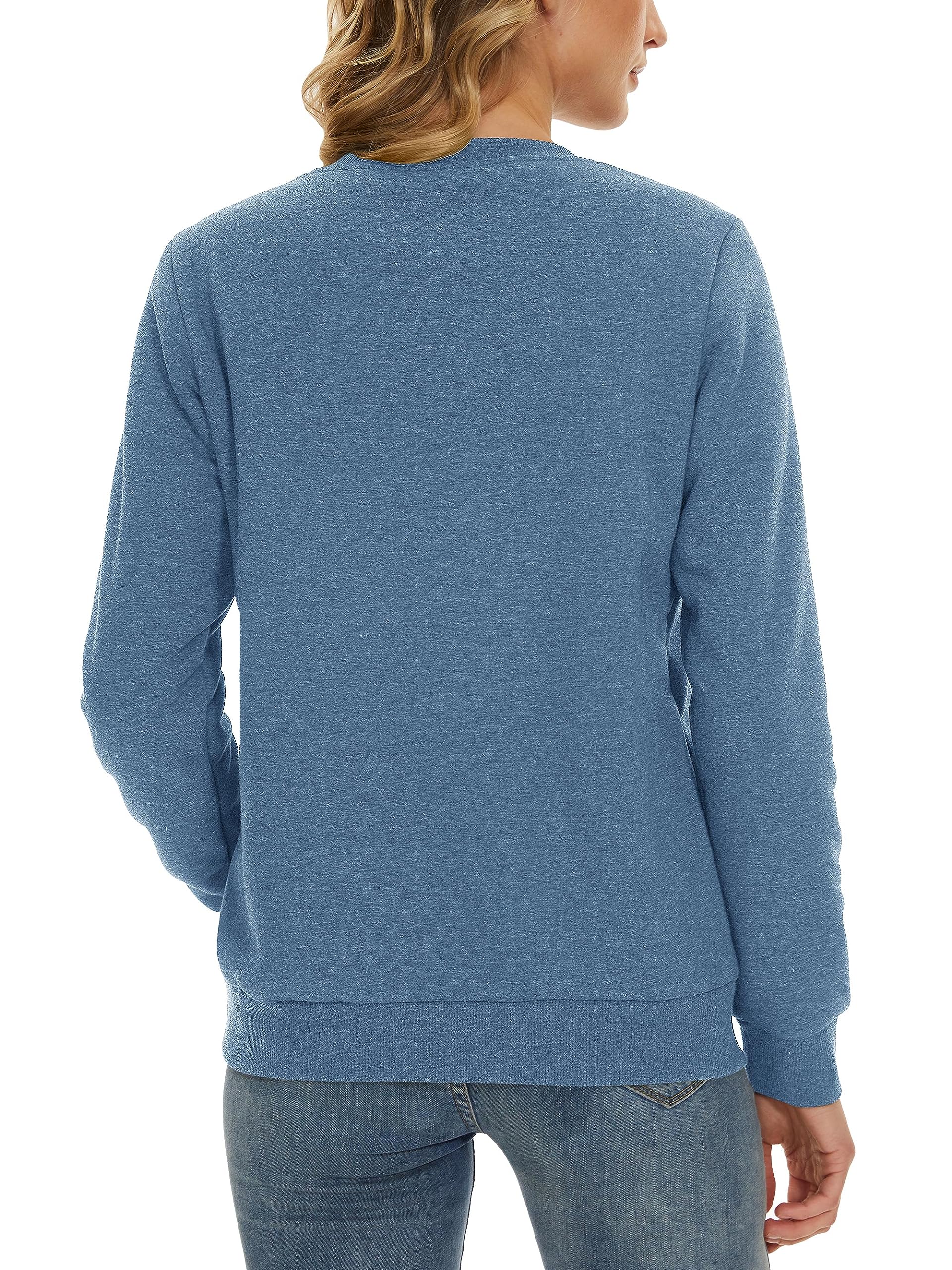 TACVASEN Pull-Over pour Femmes Sweat-Shirt en Coton À Manches Longues Col Rond sans Capuche Hiver Basique Pull-Over en Polaire Haut Chaud Décontracté