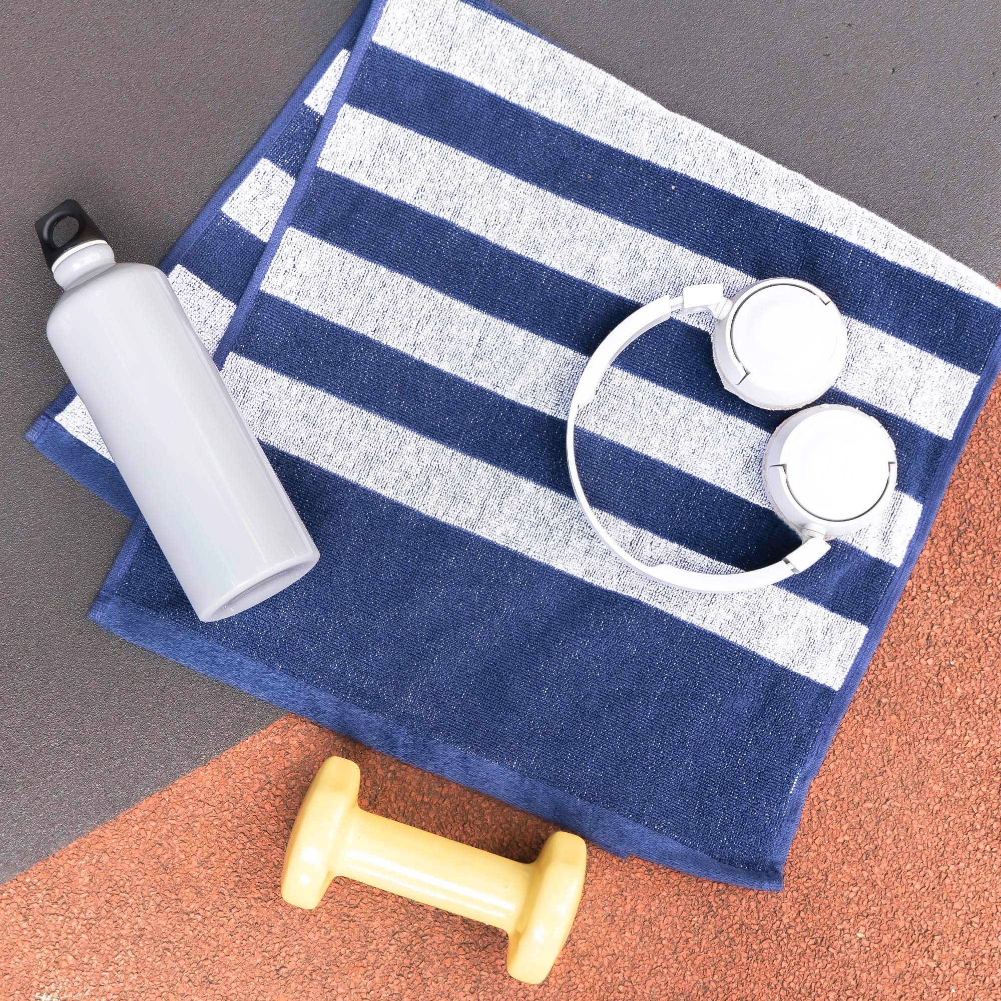 Luzia - Toalla de entrenamiento de rayas de calidad premium 100% algodón turco, ligero y súper absorbente para deportes, entrenamiento, fitness, gimnasio, yoga, correr y viajes.