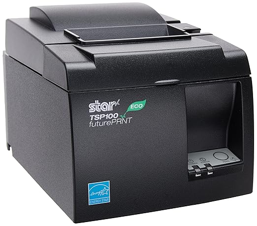 Star MicronicsTSP143IIU GRY US ECO - Monochrome Thermal Receipt Printer - Cutter - USB - Gray - Internal Power Supply and Cable Included