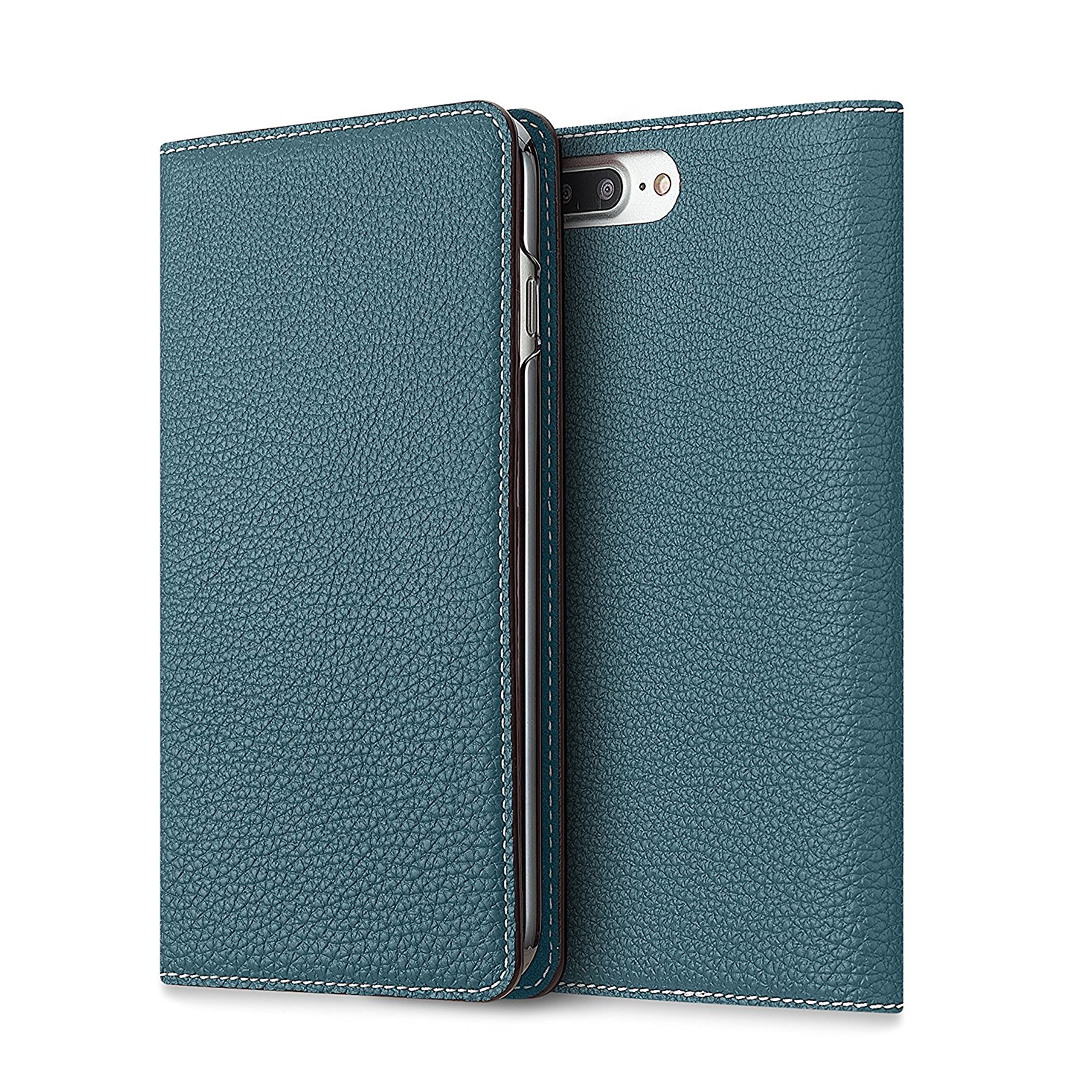 BONAVENTURA Leather Wallet Diary Flip Case [Compatible with iPhone 6s/6 Plus | Cyan Blue]