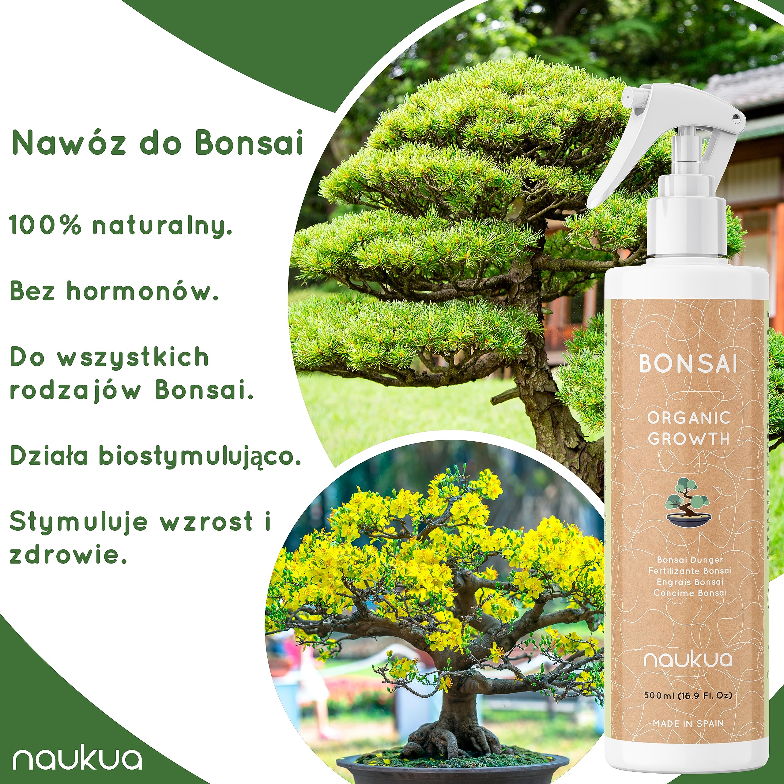 500ml Organiczny Nawóz w Płynie Bonsai - Poprawia Zdrowie Bonsai, Żyzność Gleby i Ogólną Wytrzymałość - 100% Naturalny - Wyprodukowano w UE - Spray Gotowy Do Użycia Na Wszystkie Rodzaje Bonsai.