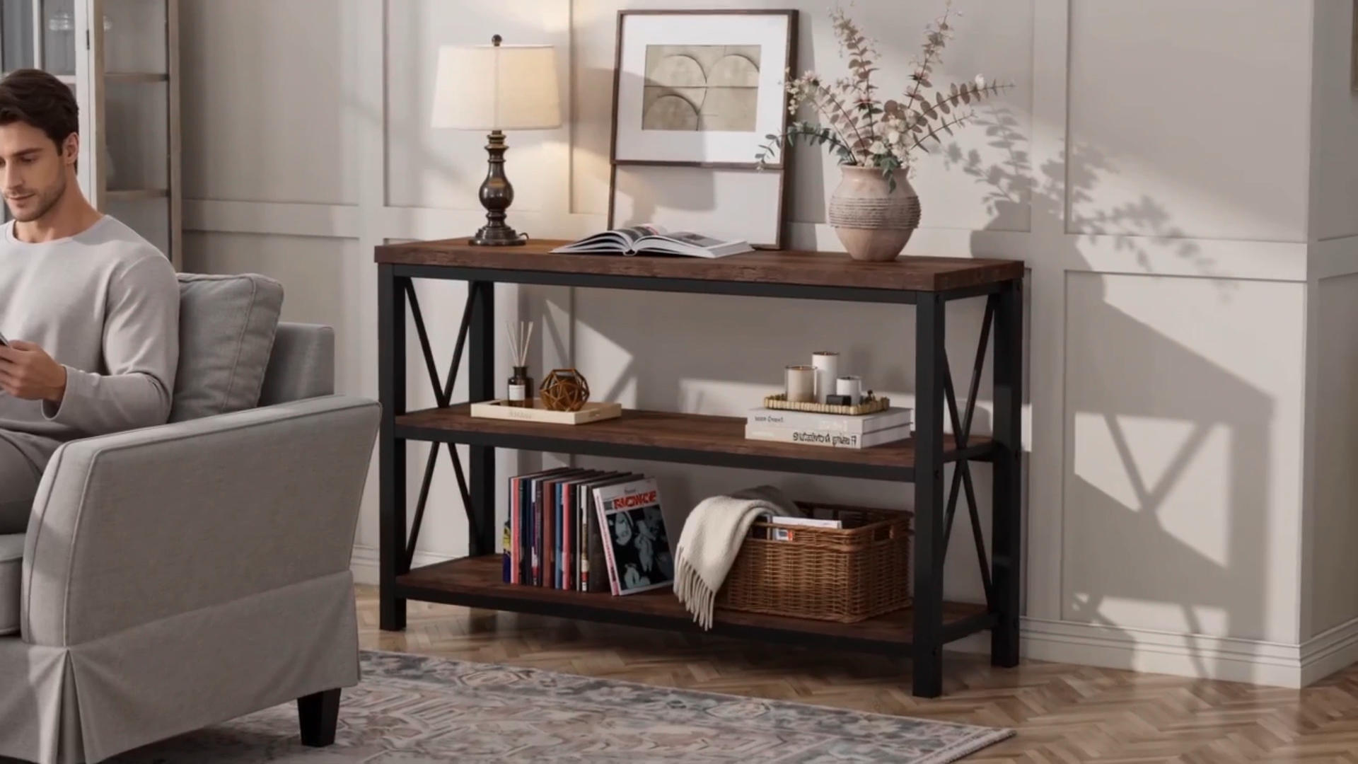 Amazon.com: BON AUGURE Rustic Console Table Behind Couch
