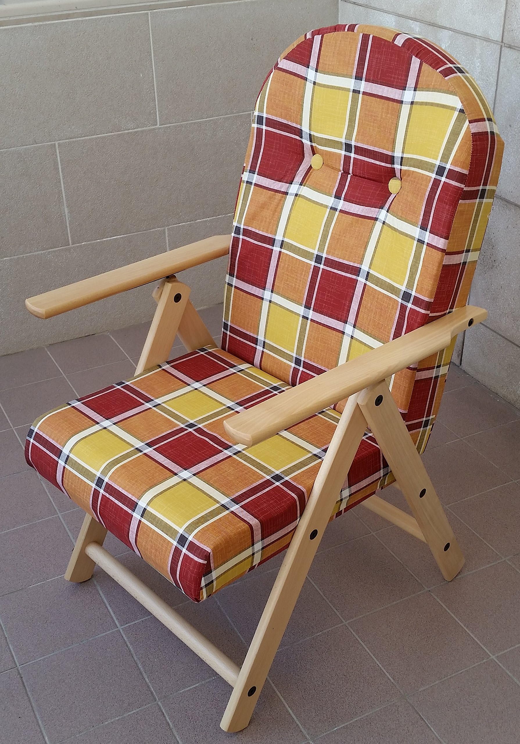 Amalfi Wooden Chair Recliner in 4 Positions For The Kitchen or Dining Room with Padded Chair Cushion, 105 cm High (Bordeaux)