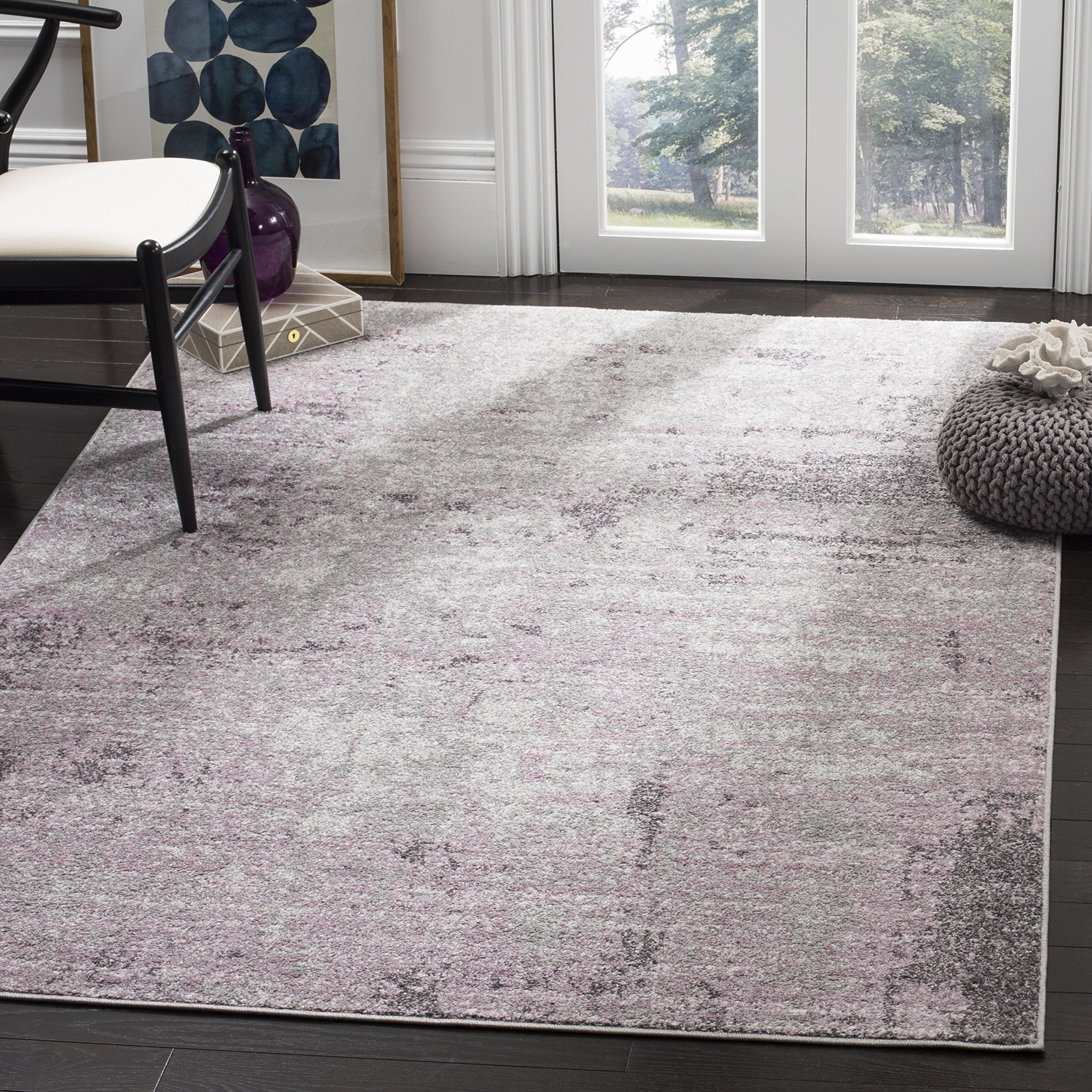 SAFAVIEH Adirondack Collection Area Rug - 5'1" x 7'6", Light Grey & Purple, Modern Abstract Design, Non-Shedding & Easy Care, Ideal for High Traffic