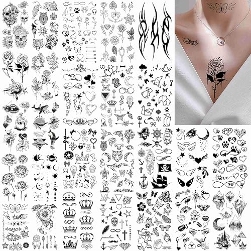 Miniatura 5 de FANRUI 52 hojas creativas de tatuajes falsos de triángulo infinito negro para hombres y mujeres tatuajes realistas de estrellas para niños tatuajes
