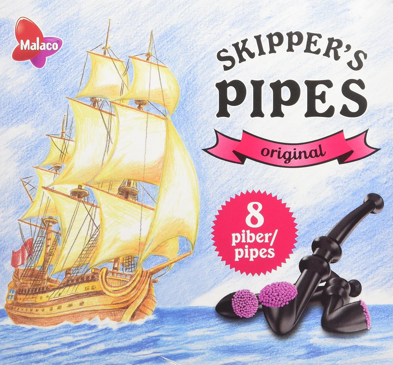 Malaco Skippers Liquorice Pipes 8Pack 136g Amazon.co.uk Grocery