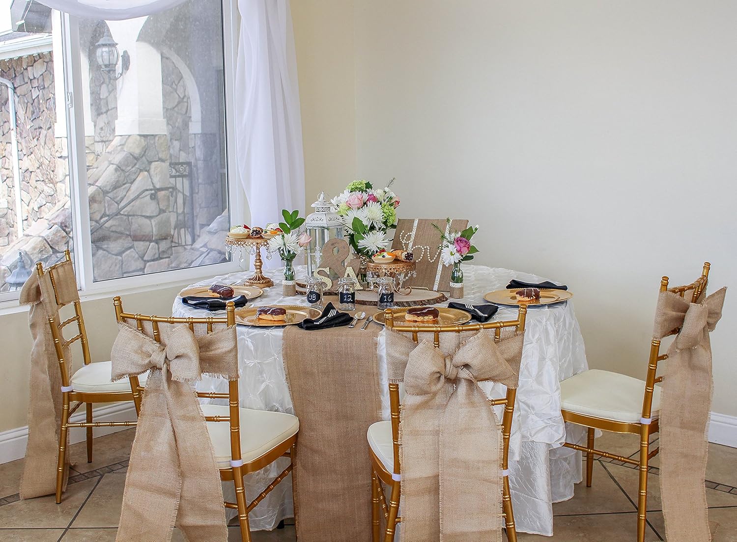 12" x 10yd Fringed Edge No-Fray Burlap Roll = 3-5 DIY Table Runners with Fringed Edges ~ Perfect for Weddings, Placemat, Crafts. Decorate Without The Mess!