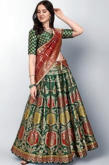 Women's Jacquard Semi-Stitched Lehenga choli
