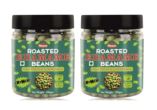 Flavoma Roasted Edamame Beans, 400g (200g*2pcs) | 46% Protein, 14% Fiber | Crunchy Plant-Based Snack | Dry Roasted Soybeans | Vegan & Gluten-Free | High Protein Snack