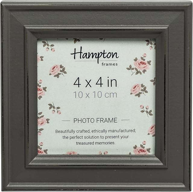 Hampton Frames PALOMA 4x4 (10x10cm) Grey Square Picture Poster Photo Frame Glass PAL301944G