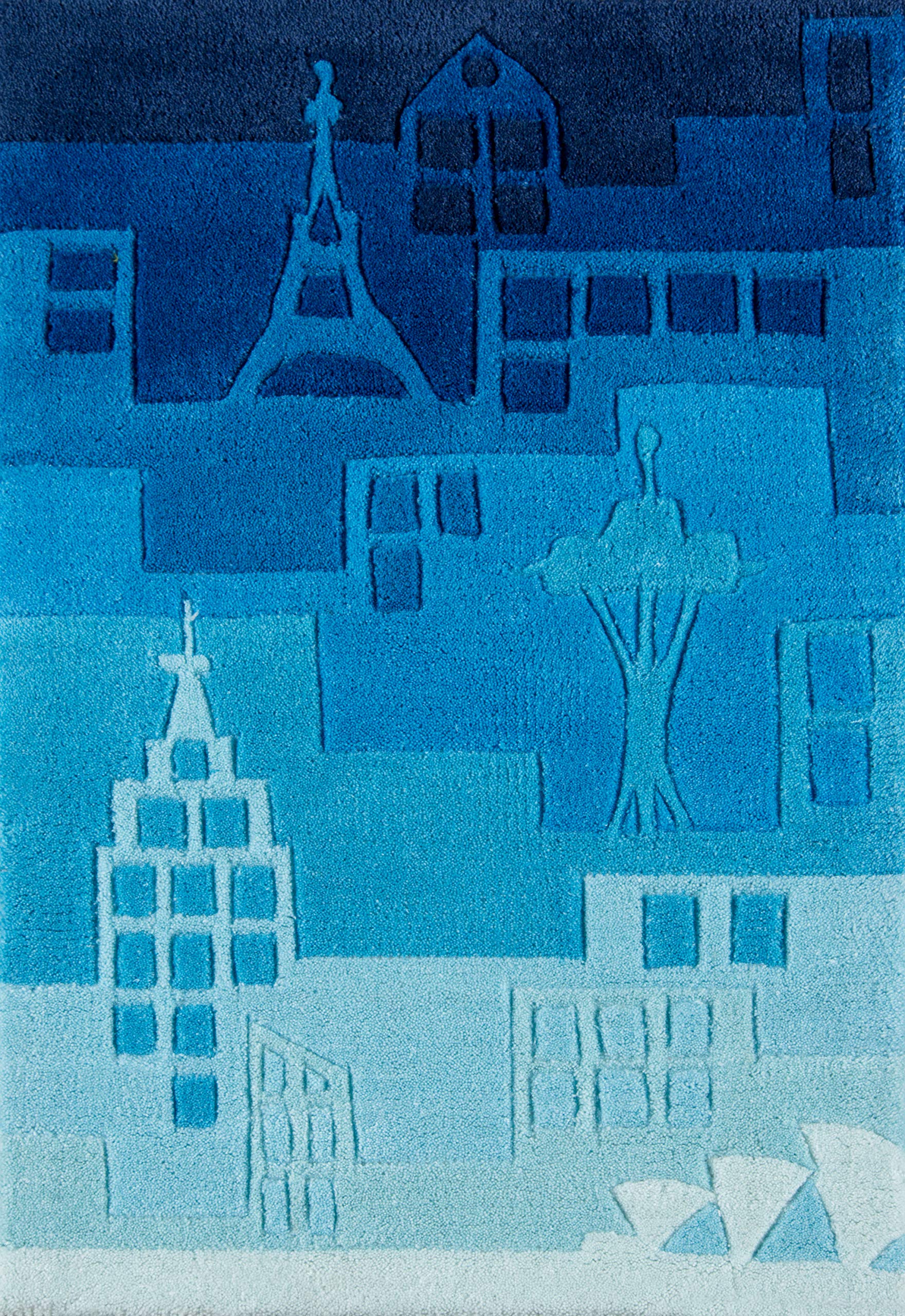 Momeni Rugs Lil' Mo Hipster Collection, Kids Themed Hand Carved & Tufted Area Rug, 2' x 3', Blue