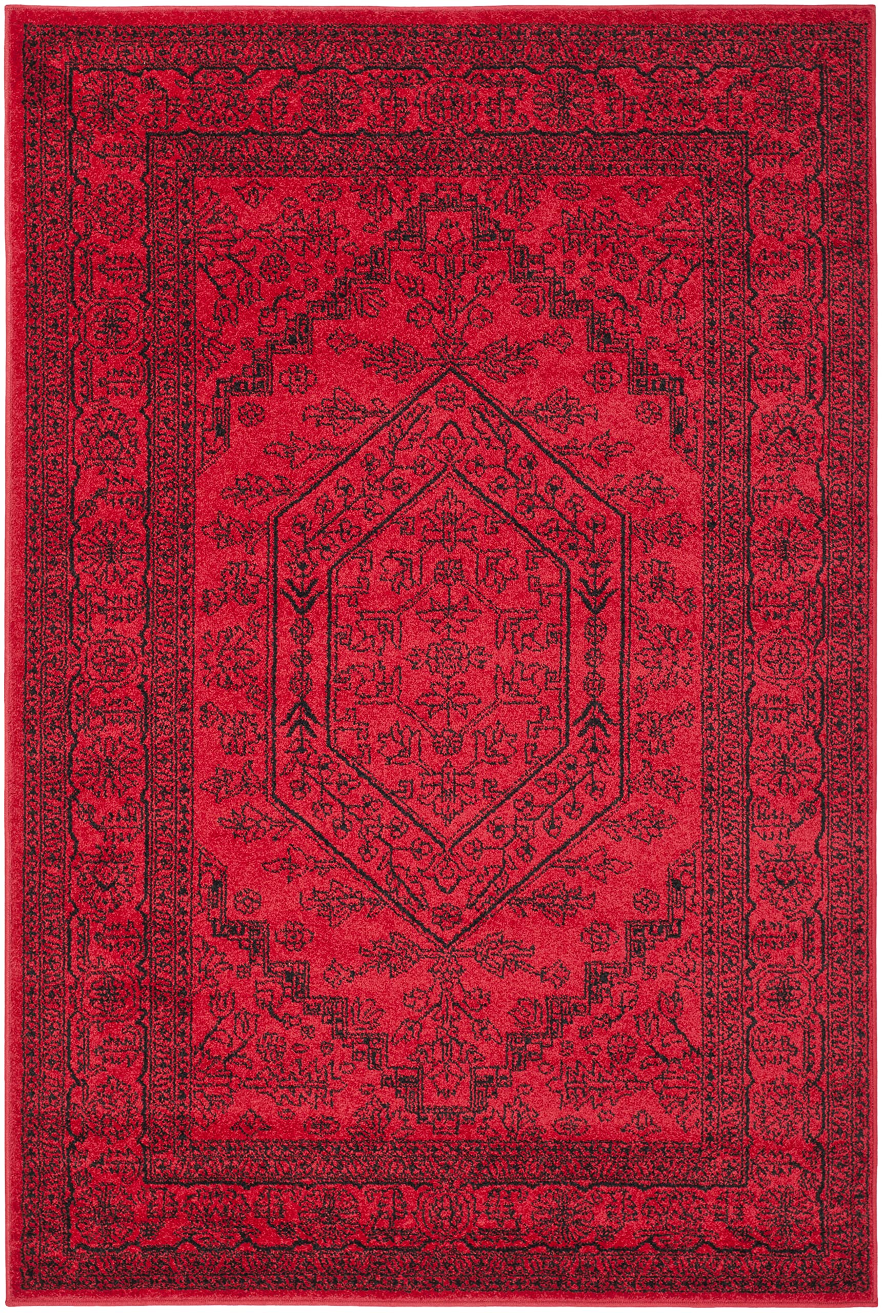 SAFAVIEH Tapis 122 x 183 cm - Adirondack Collection - Design Traditionnel, Rouge & Noir, Mélange Synthétique Entretien Facile, Idéal pour Salon, Chambre, Bureau