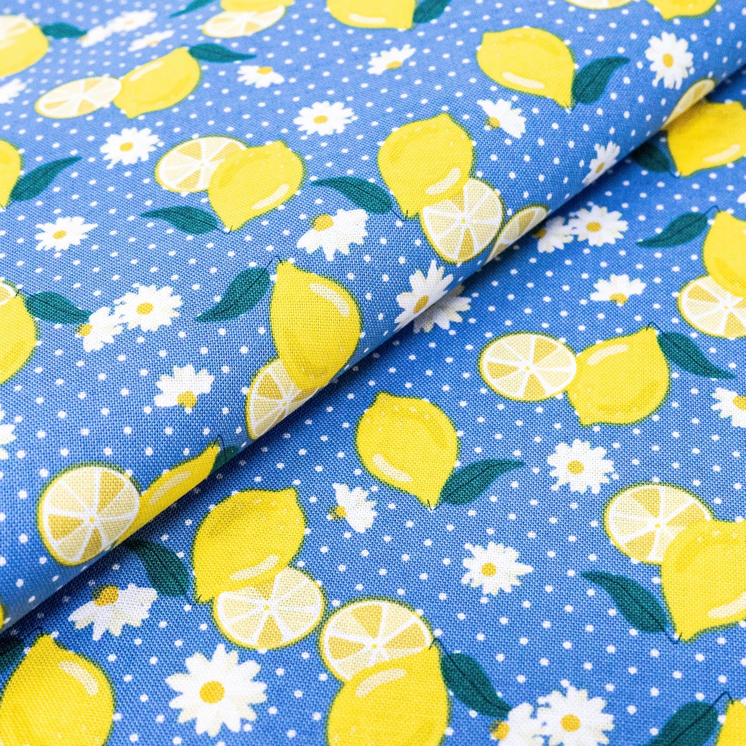 Singer Print Fabric, 100% Cotton, Lemons and Dots, Cut by The Yard