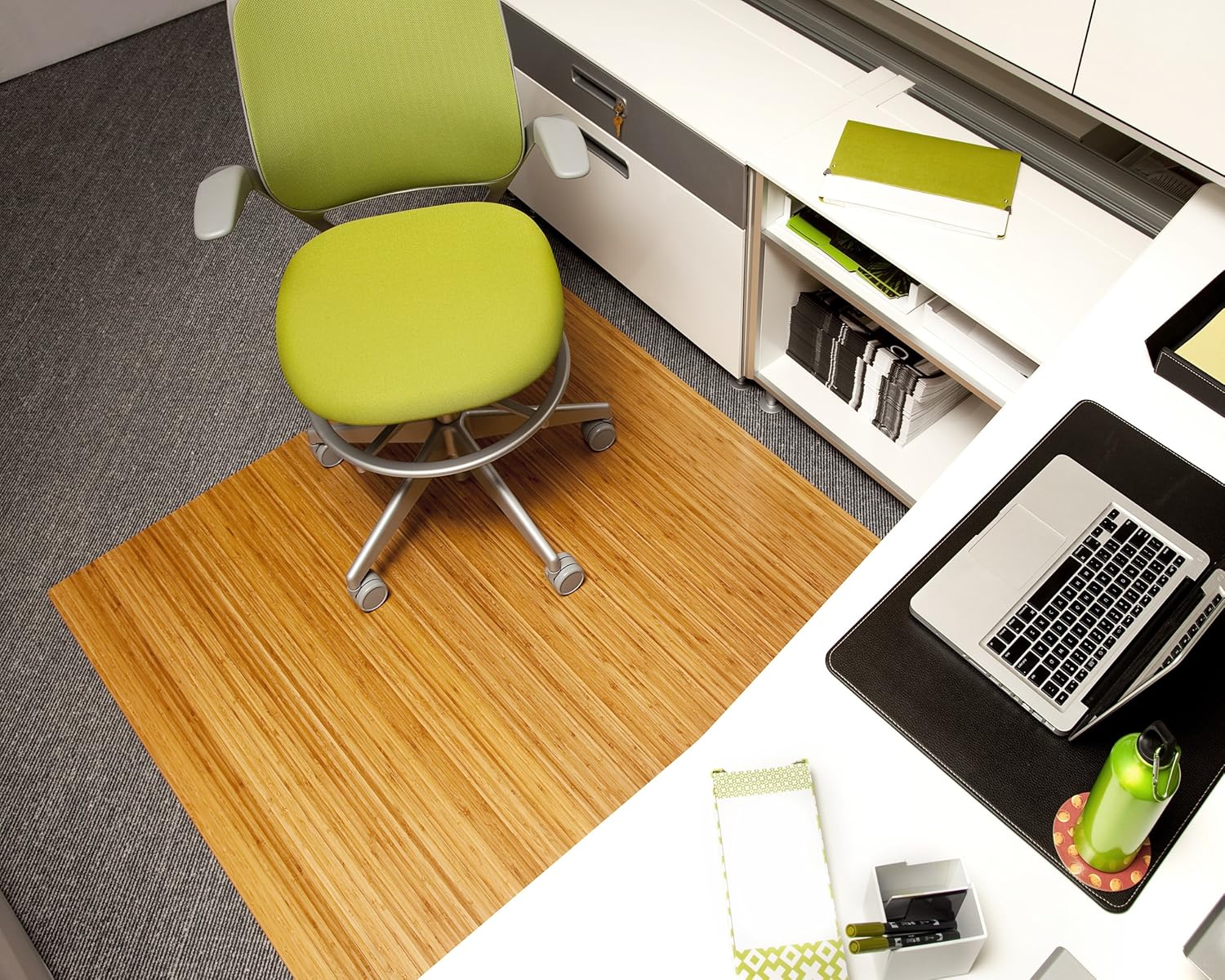 Anji Mountain Bamboo Roll-Up Chair Mat without Lip, Natural, 52 x 48", 5mm Thick : Office Products