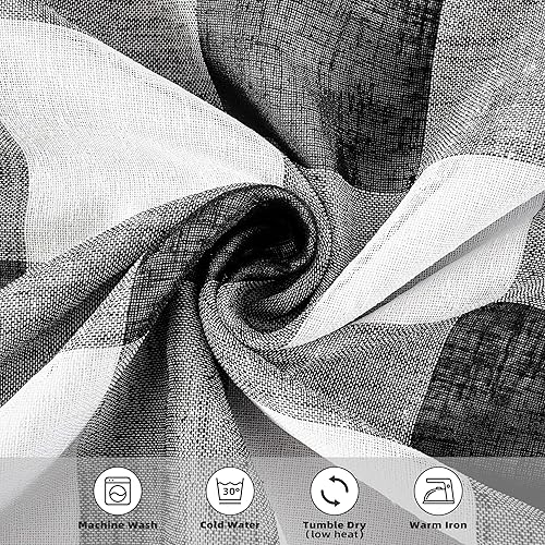 Vista 190 de DriftAway - Cortinas de ojales opacas, patrón a cuadros, forro térmico con aislamiento, blackout, impresas a cuadros, 2 capas, juego de 2 paneles