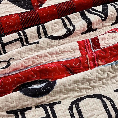 Miniatura 8 de Virah Bella Juego de ropa de cama de 3 piezas de tamaño Queen  Strain Red Truck Home Sweet Home  Edredón reversible rústico de campo salvaje con