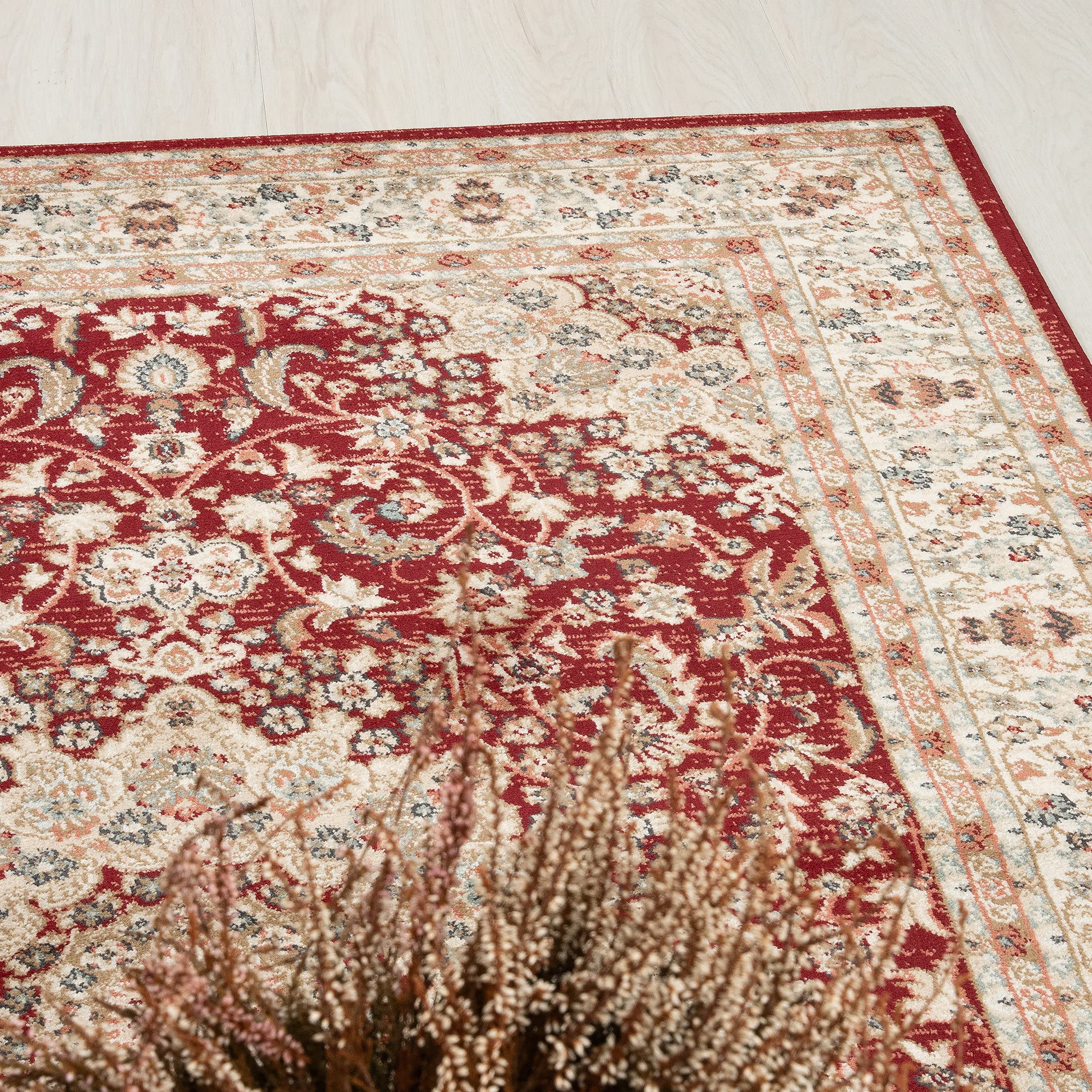 Carpeto Tapis Couloir 80x150cm Rouge Classique Traditionnel Doux Décoratif | Tapis pour Entrée Cuisine Bureau Salon Chambre Salle à Manger Anti-Allergène Chauffage au Sol Facile D'entretien Synthétique