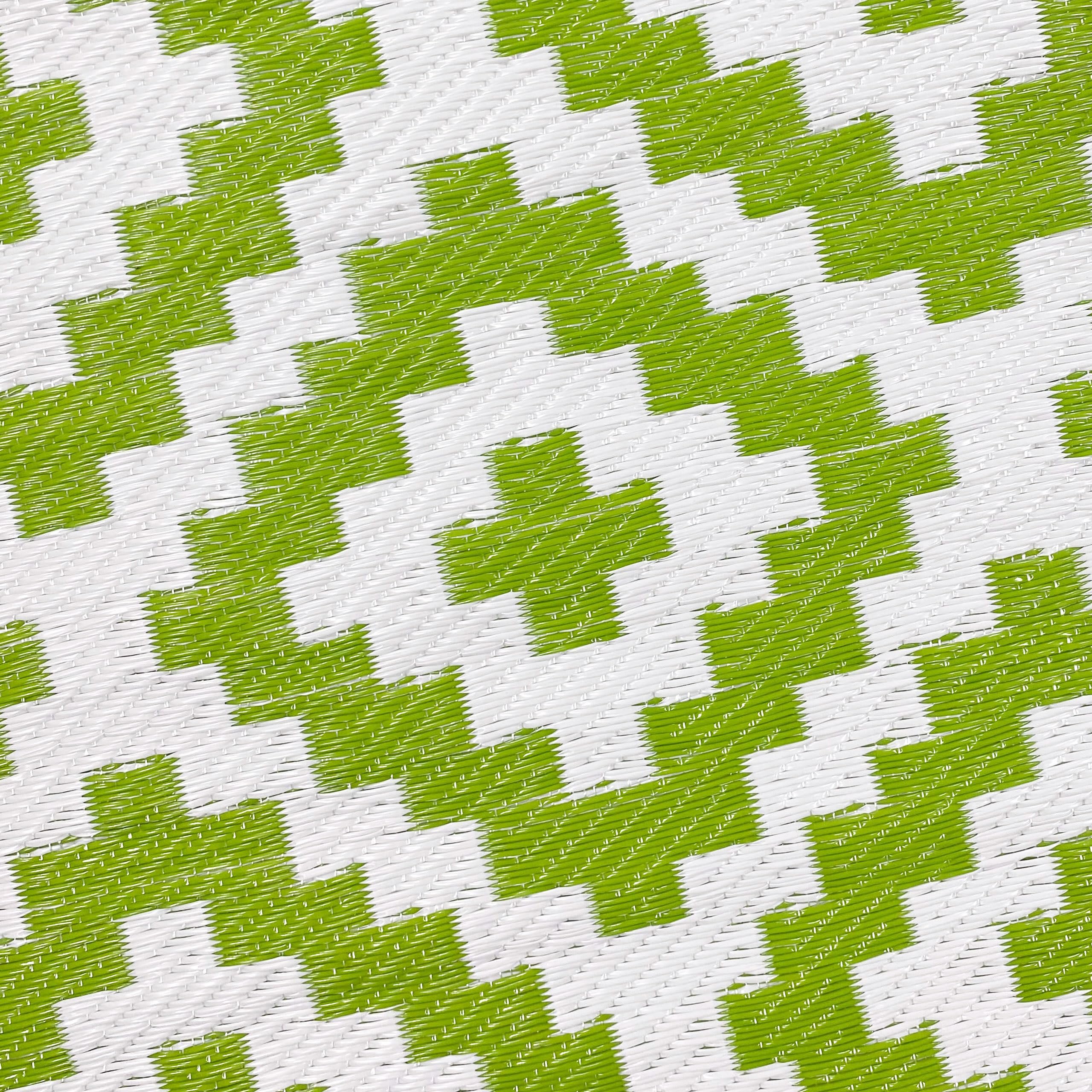 CARPETIA Tapis d'extérieur résistant aux intempéries, Plastique, Tapis d'auvent de Camping, Tapis de Jardin, Tapis de Balcon, Tapis Long, Motif en Losange, Vert Blanc 90 x 300 cm