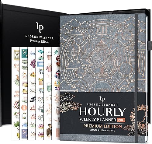 Miniatura 1 de Legend Hourly Planner PRO Premium - Agenda grande sin fecha con ranuras de tiempo, organizador personal y de trabajo para planificación diaria,