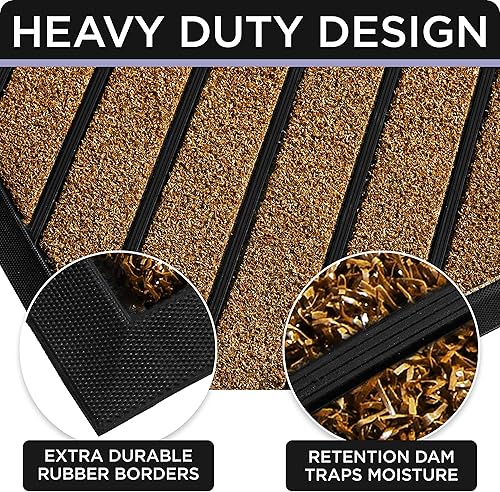 Miniatura 5 de Paquete de 2 tapetes para puerta, extra duraderos de 30 x 18 pulgadas, tapetes de bienvenida, tapetes para puerta al aire libre, tapete resistente