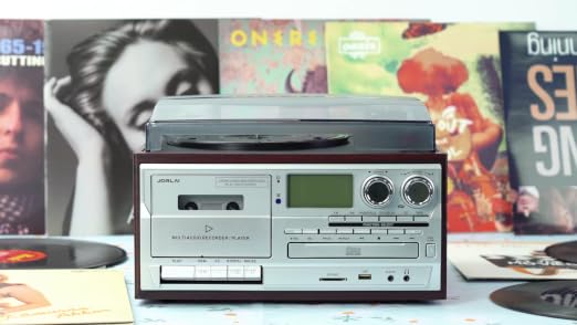 9-in-1 Platine Vinyle 3 Vitesses Bluetooth avec Prise Audio 3,5 mm, Vinyle Phono avec Haut-parleurs stéréo intégrés/Piles, CD/Cassette, Radio AM/FM, USB/SD, Marron - Les Beatles, Paul McCartney, John Lennon, RIngo Starr, George Harrison 9-in-1 Platine Vinyle 3 Vitesses Bluetooth avec Prise Audio 3,5 mm, Vinyle Phono avec Haut-parleurs stéréo intégrés/Piles, CD/Cassette, Radio AM/FM, USB/SD, Marron