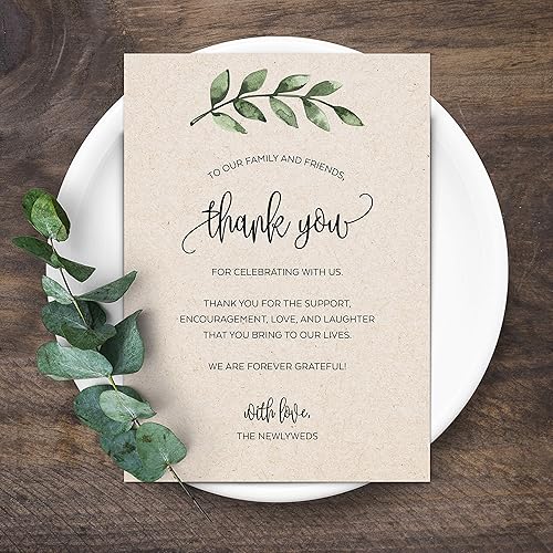 Miniatura 8 de 321Done Tarjetas de agradecimiento para boda (juego de 50) hojas verdes grandes de 4 x 6 pulgadas, fabricadas en Estados Unidos, color marrón kraft