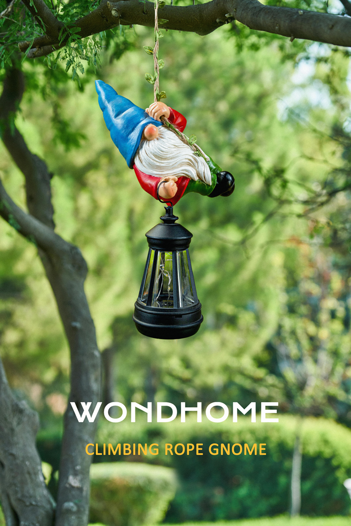Amazon.com: WONDHOME Solar Hanging Gnome Garden Statues Climbing