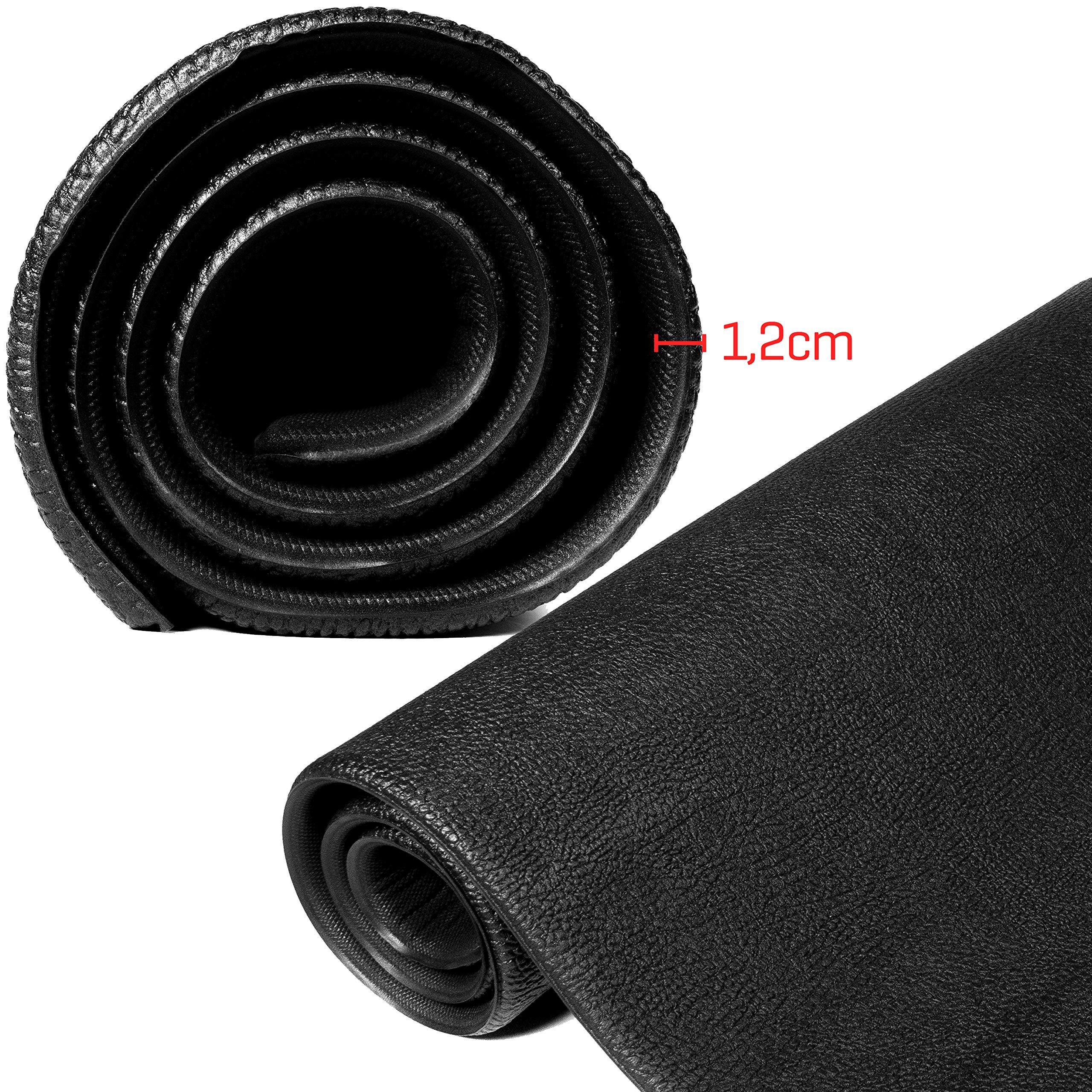 Sporttrend 24® Unterlegmatte 120cm, 160cm, 181cm, 220cm zum ausrollen in schwarz, 1,2cm Stärke | Laufbandmatte, Bodenmatte, Schutzmatte