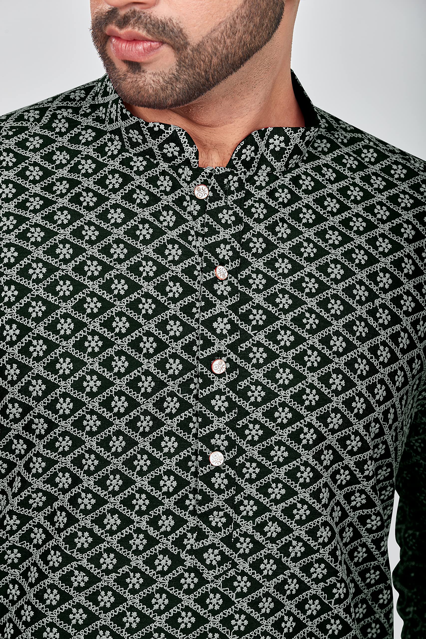 Be Active Men's Embroidered Lucknowi Green Kurta Set || Men Kurta Pajama || Men Kurta Pajama Set || Kurta Pajama For Men (Rfsk0013 14 Set L)