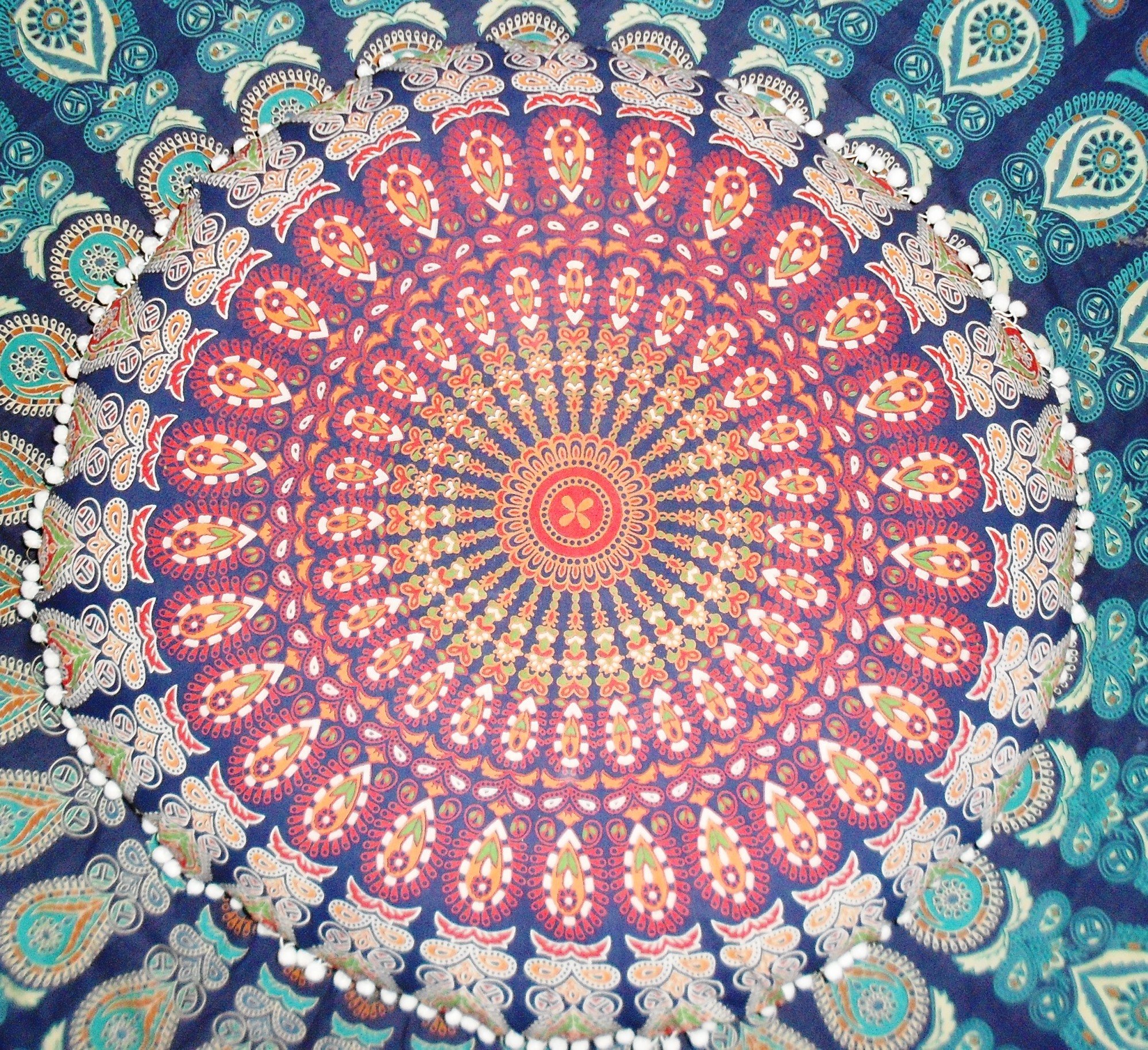 Pouf de sol extérieur mandala pour vos soirées terrasse bohème