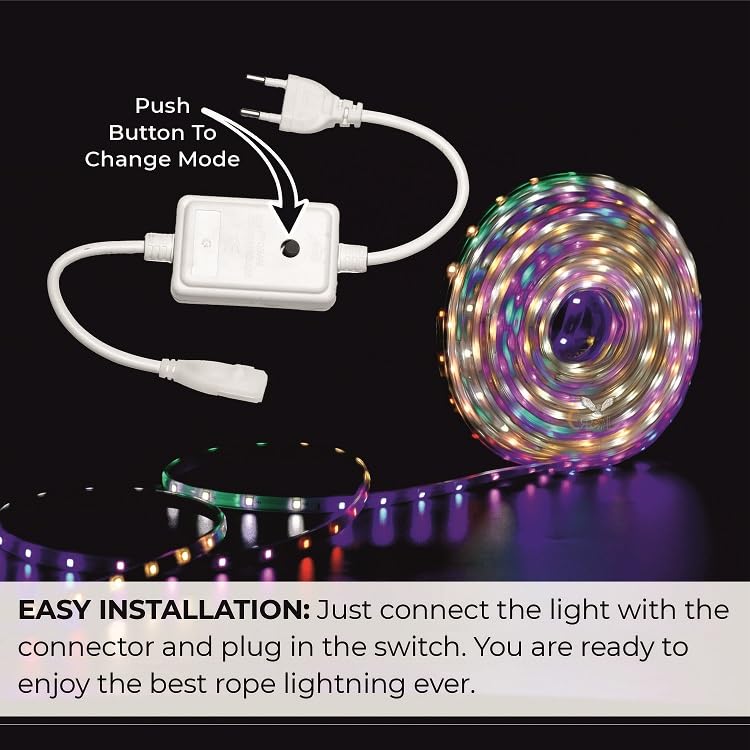 Image of Errol led Strip Lights for Home Decoration | Waterproof led Rope Lights | Energy Saving Strip Light for Room | Home Decor Lights for Diwali, Christmas, Outdoor (Multicolor, 15 Meter)