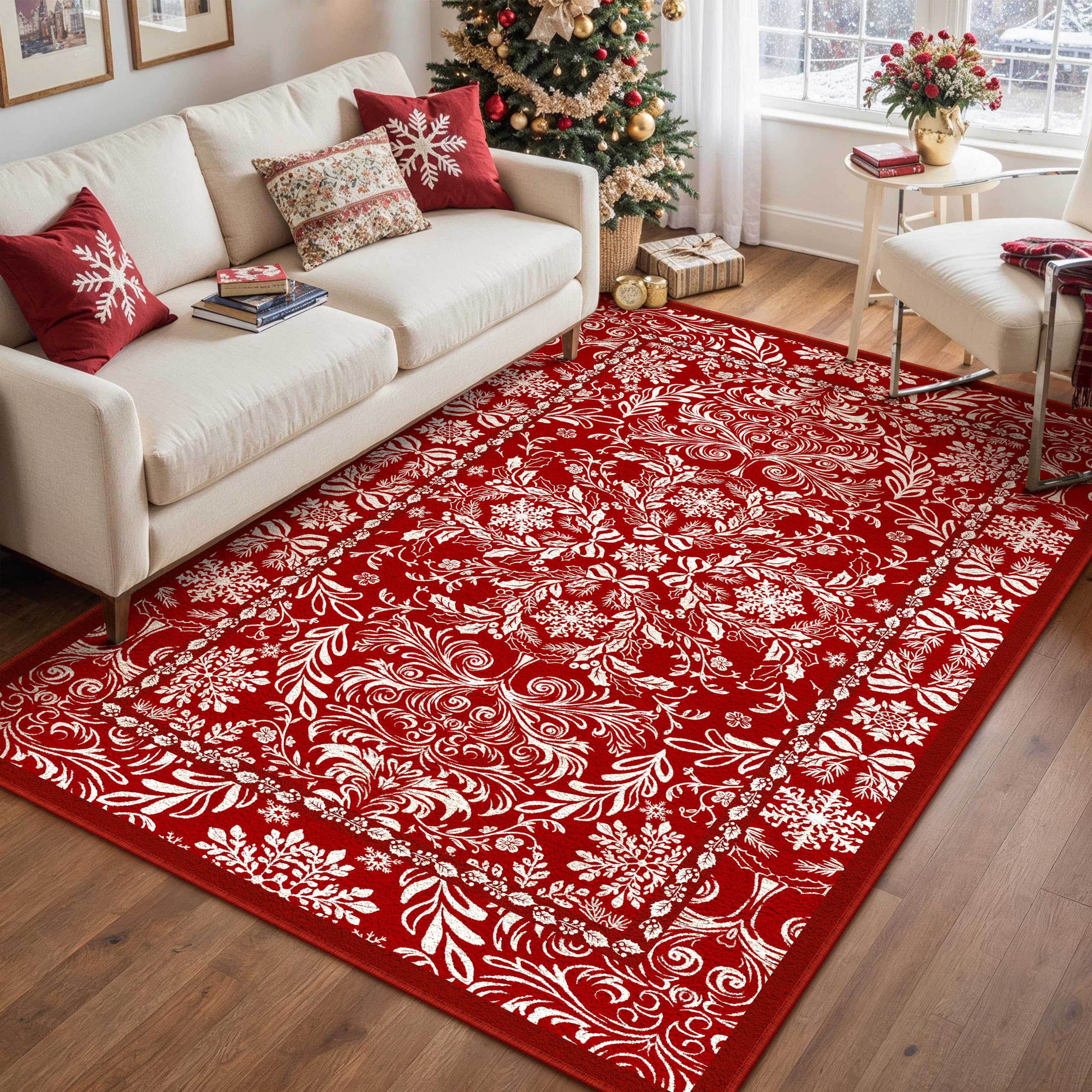 Christmas Area Rug - Red & Festive -28