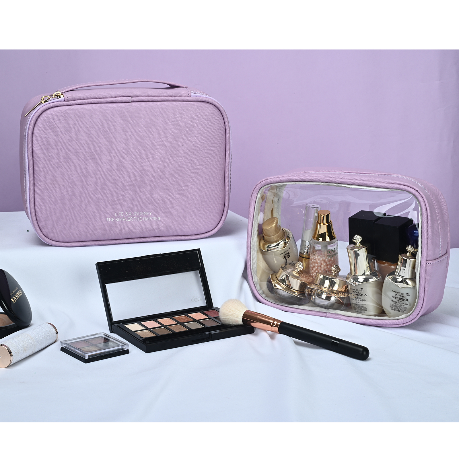 HDGSAFD Lot De 2 Petites Trousses De Maquillage - Vert Et Violet - Sacs De Rangement Pratiques Et Multifonctionnels