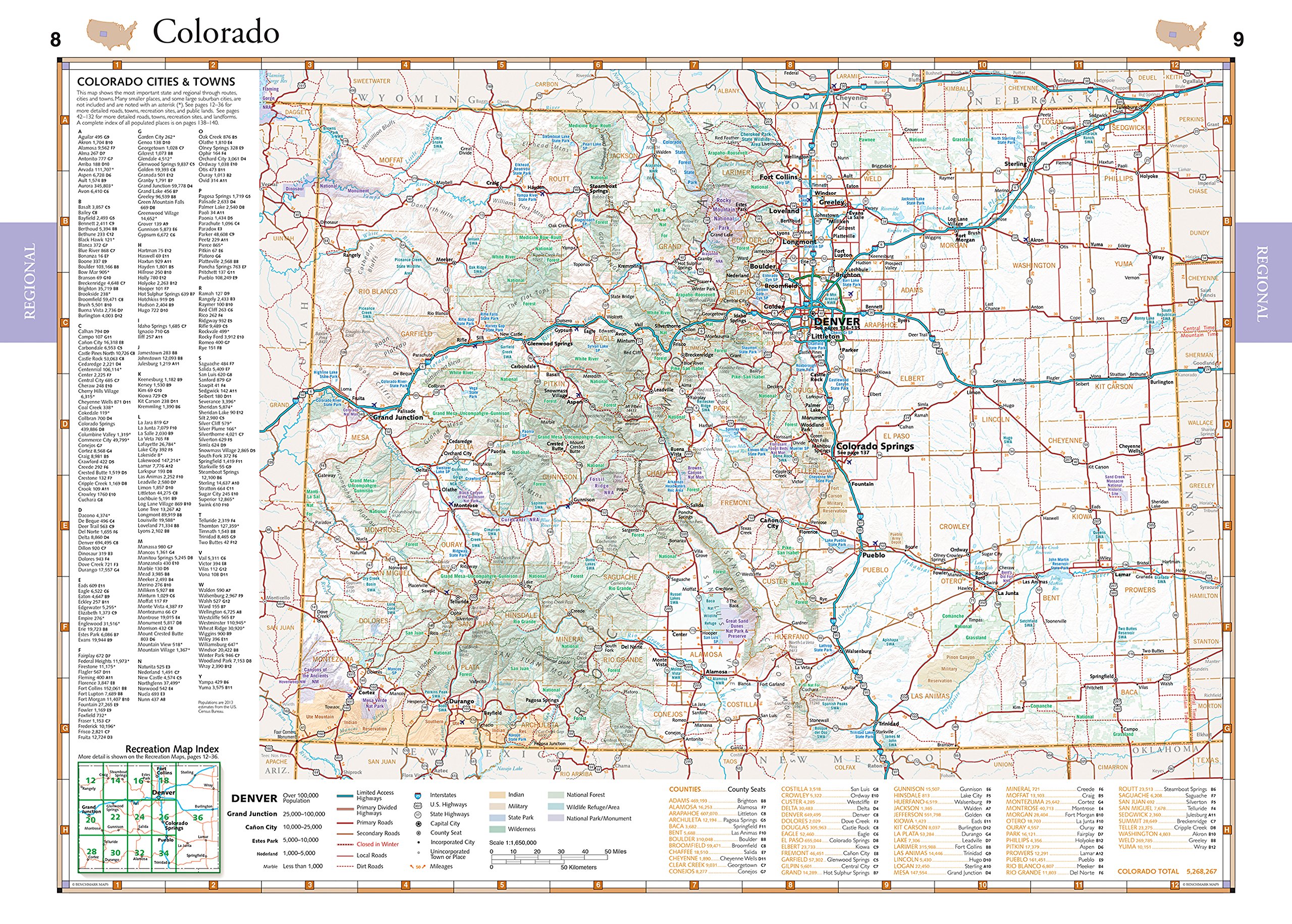 Benchmark Colorado Road & Recreation Atlas, 4th Edition: State Recreation Atlases [Idioma Inglés]