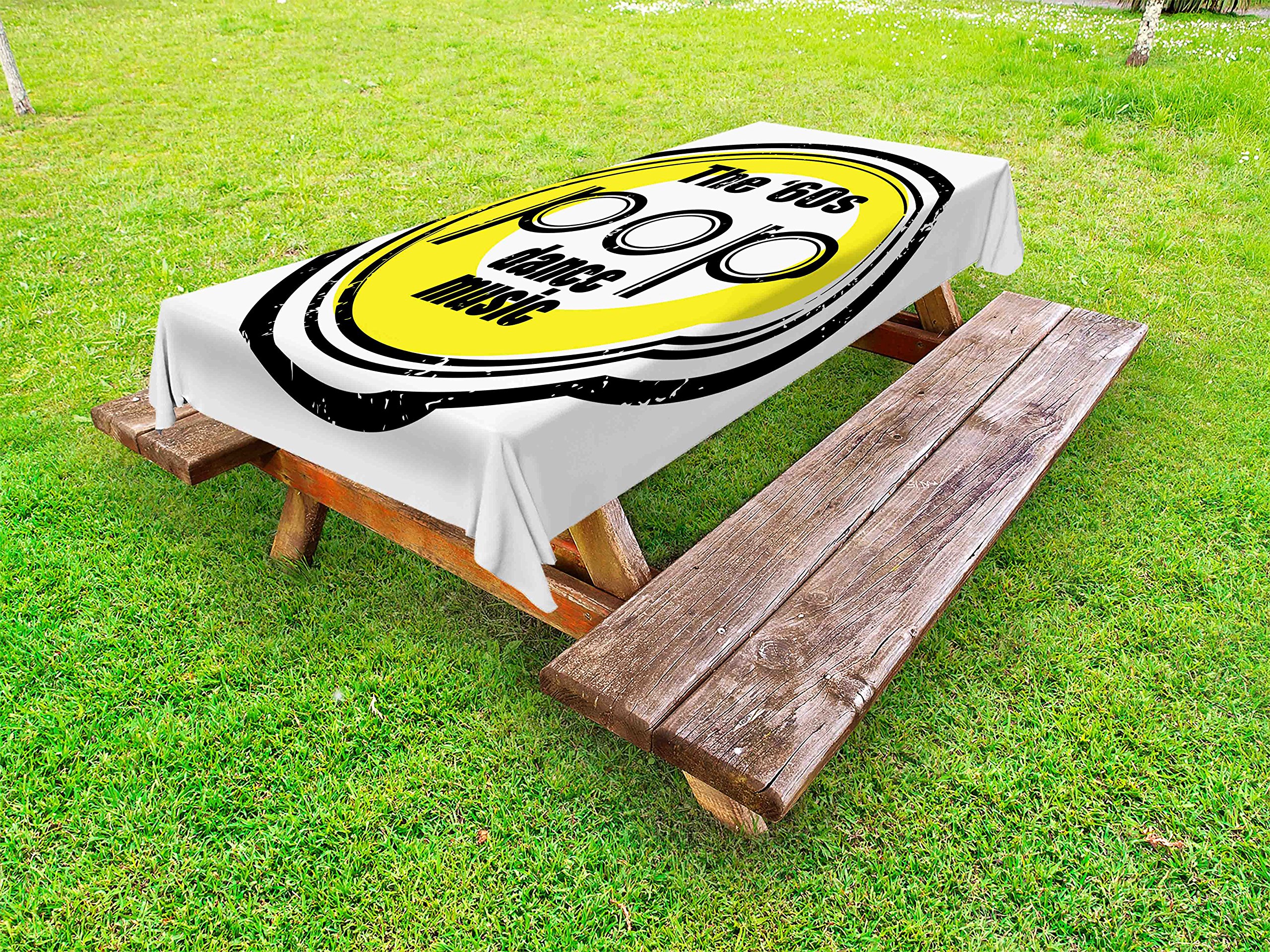 Lunarable 4. Juli Outdoor-Tischdecke - Wasserdicht, 147x264 Cm, Old Grunge Pop Art Flaggen Design
