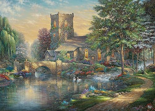 Ceaco - Thomas Kinkade - Capilla de madera de sauce - Rompecabezas de 1000 piezas