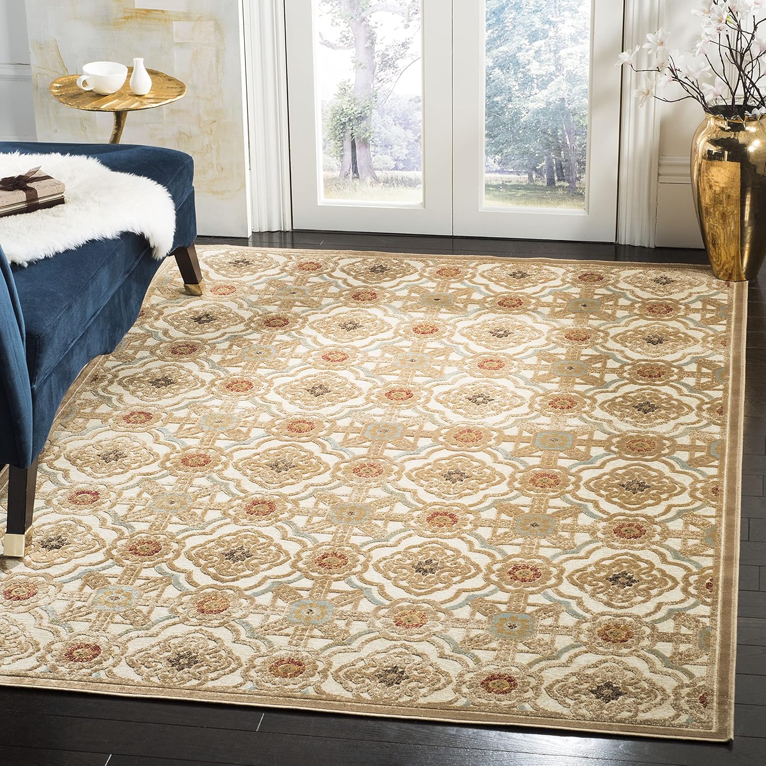 Martha Stewart x SAFAVIEH Area Rug Collection - 5'3" x 7'6", Hemp Color, Viscose, Ideal for Living Room, Bedroom, Office, Dining Space (MSR4459-1640)