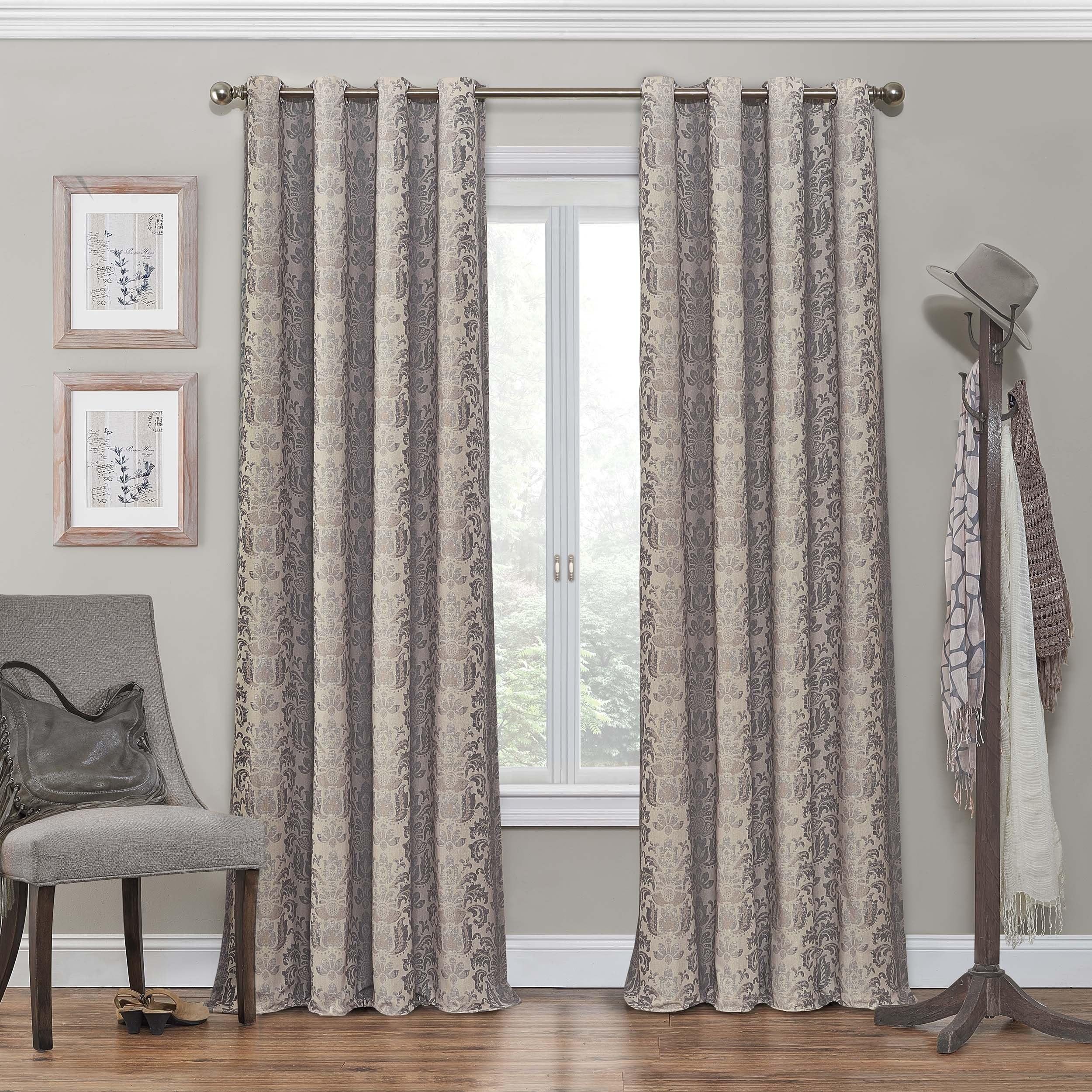 Eclipse Blackout Curtains for Bedroom - Nadya Print 52" x 63" Thermal Insulated Single Panel Grommet Top Room Darkening Curtains for Living Room, Linen
