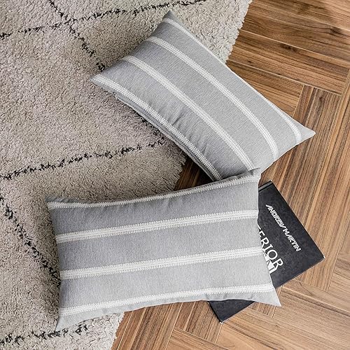 Vista 62 de Home Brilliant Large Stripe Decorative Pillow Covers Euro Shams Cover for Living Room, 24x24 inches(60x60 cm) Set of 2, Tan