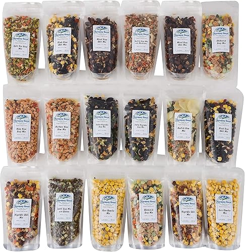 Miniatura 7 de Harmony House Kit de sopa y chile para mochileros (sin condimentar) – Paquete variado de 18 unidades, bolsas resellables con cremallera, para