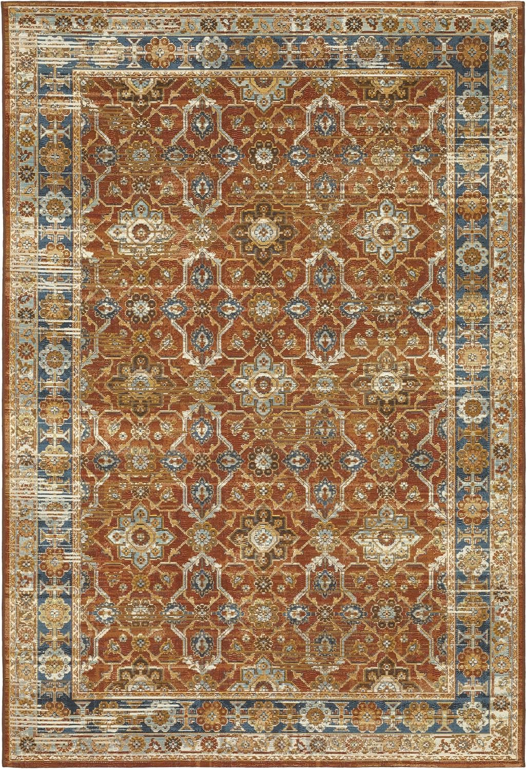 Oriental Weavers Naples Indoor/Outdoor Rug - 1204X - 2' x 3'3" - in Rust/Blue - Vintage Inspired, Water, Stain and Fade Resistant, Hose Clean, Patio, Outdoor Living Area Rug