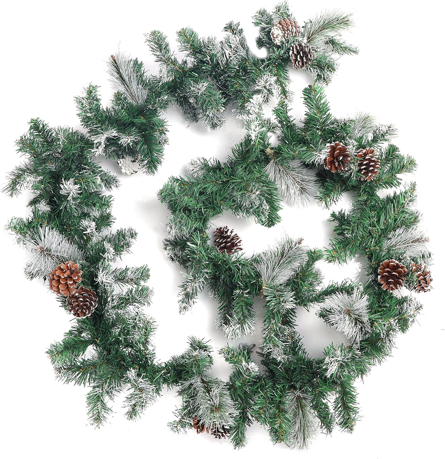 Belle Vous Snow Tipped Artificial Greenery Christmas Garland with Pine