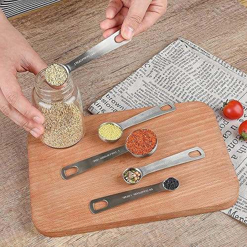 Miniatura 7 de Juego de tazas y cucharas medidoras de acero inoxidable 188, juego de 11, tazas medidoras de metal con juego de tazas medidoras de 18, juego de