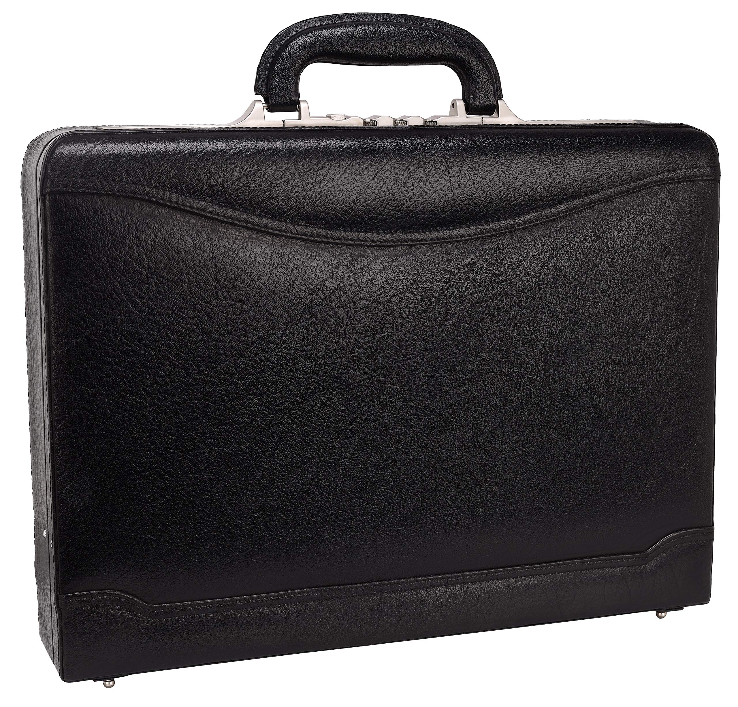 LV Full Grain Natural Leather Briefcase For Men 18 Inch | Italian Lock Briefcase | Expandable Briefcase | Size 18x12x5 Inch | Laptop Compartment | LEATHER VILLA (Natural Black) (B0CM9T34HB) Amazon Price History, Amazon Price Tracker