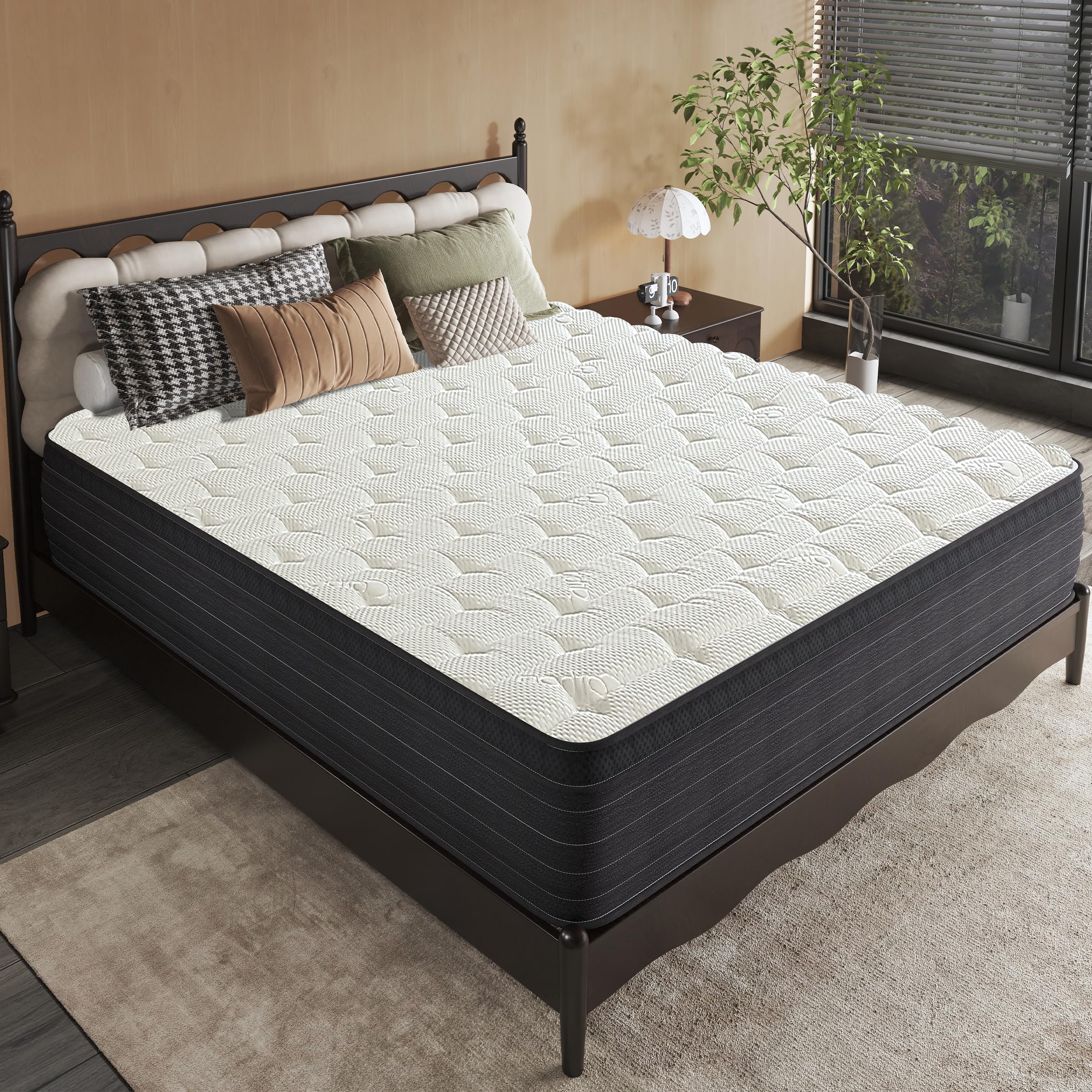 VERYOK Hybrid Mattress King Size, 14 Inch Medium Firm Cool Memory Foam for Pressure Relief, Motion Control & No-Sink Edge Support, Bed in a Box, Best