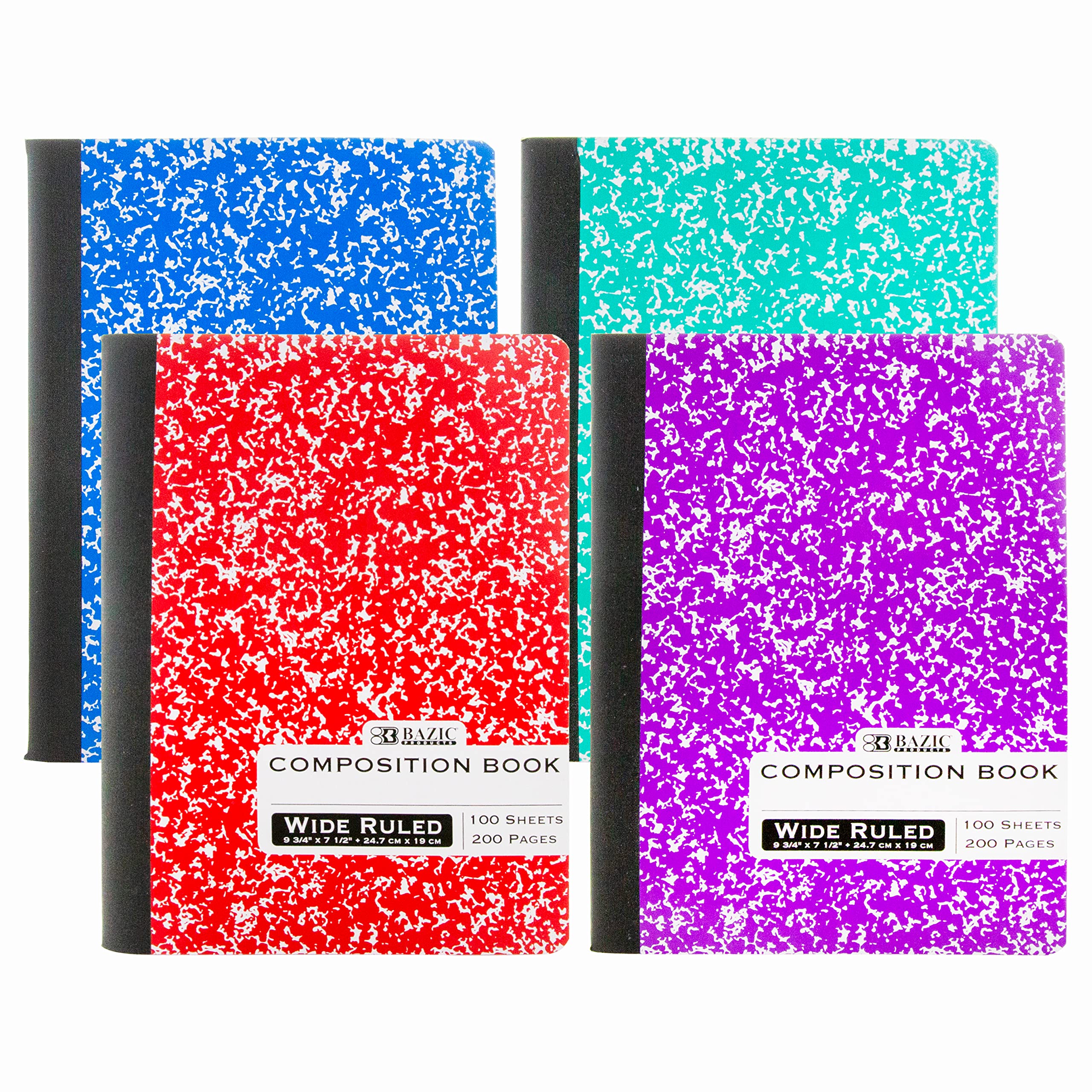 Cahier de composition rigide marbre BAZIC avec reliure robuste et 100 feuilles - 8