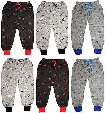 KIFAYATI BAZAR Kids Diaper fit Woolen Track Pants with Bottom Rib Lion print (Pack of 6)