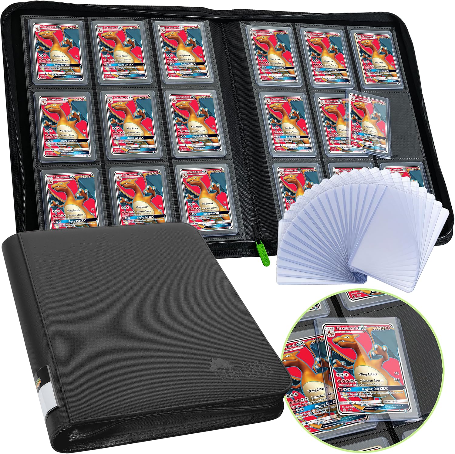 Photo 1 of FunGuys Toploader Binder, Trading Card Binder Storage, 252 9 Pocket Top Loader Binder, Collection Album for Yugioh, MTG, TCG, Card Folders for Trading Cards 